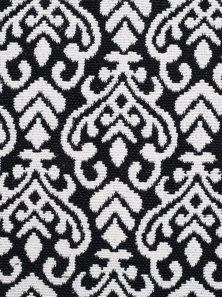 Saral Home Fleur Designer Soft Cotton Durable & Washable Multipurpose Runner Colour Balck