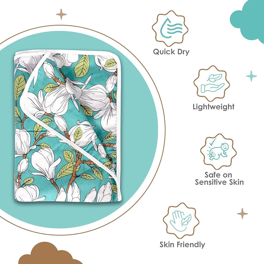 Divine Casa Floret 100% Cotton Single Kids Dohar 120 GSM Soft & Lightweight Throw Blanket Colour Meadow Green