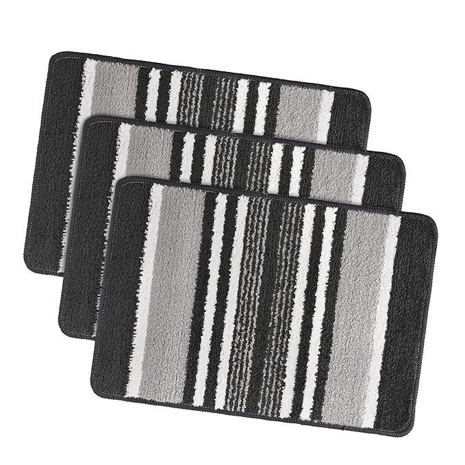 Kuber Industries Anti-Skid Water-Absorbent Door Mats for Home Micro Jupitar Lining Dark Grey