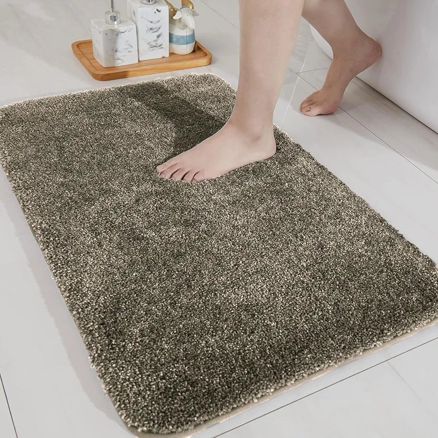 Luxe Home International Microfibre Rectangular Bath mat Super Soft Anti Skid Newman Mats For Bathroom 40X60 Cm,Taupe