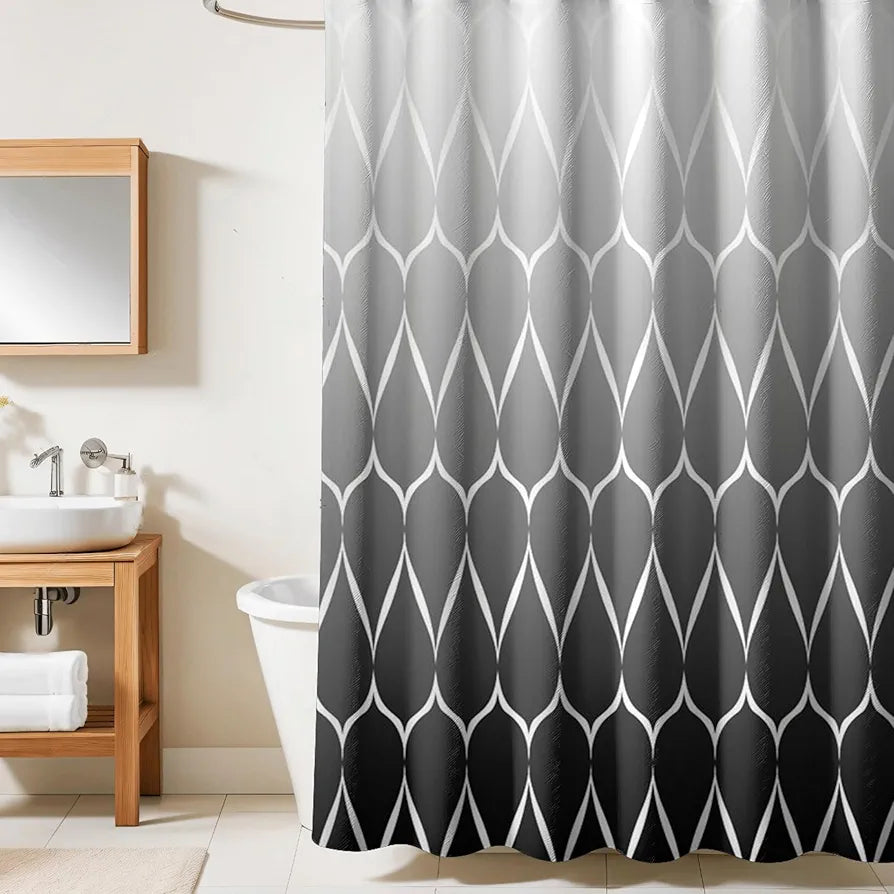 Homethreads Embrace Luxury with Our 6-Feet Long Premium Polyester Shower Curtain with 12 Hooks for a Lavish Bathroom Machine Washable Black