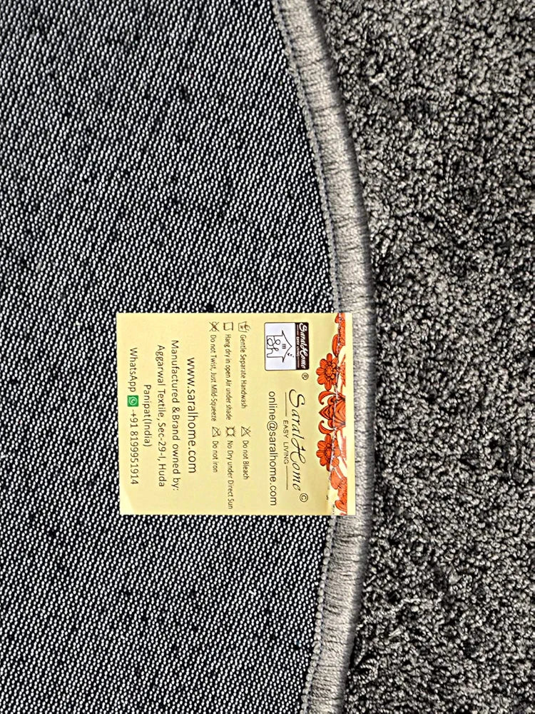Saral Home Neo Shaggy Yarn Anti-Skid Round Mats Colour Dark Grey