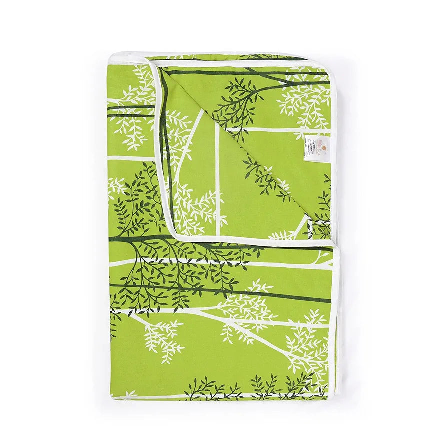 Divine Casa Glace Cotton 120 GSM Reversible Lightweight Printed Double Bed AC Dohar Blanket Quilt Colour Green and Dark Green TC - 120