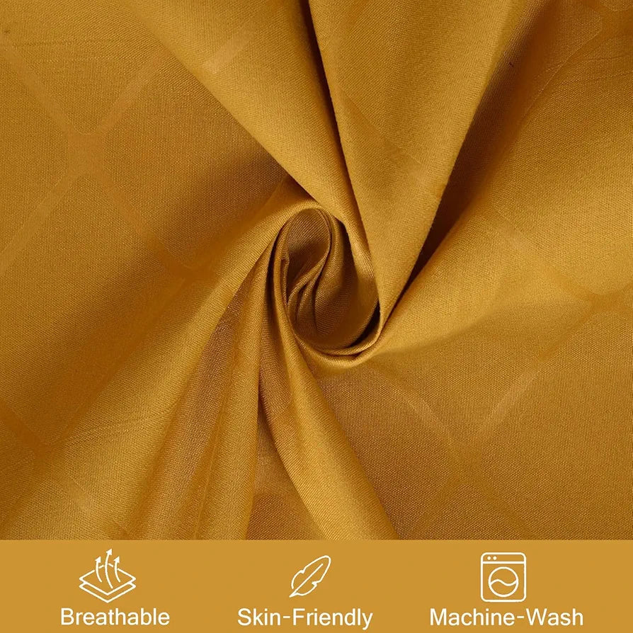 Fresh From Loom Microfiber Bed Sheet Set Single Geometric Bedsheet with 1 Pillow Covers 144 TC Yellow Barfi