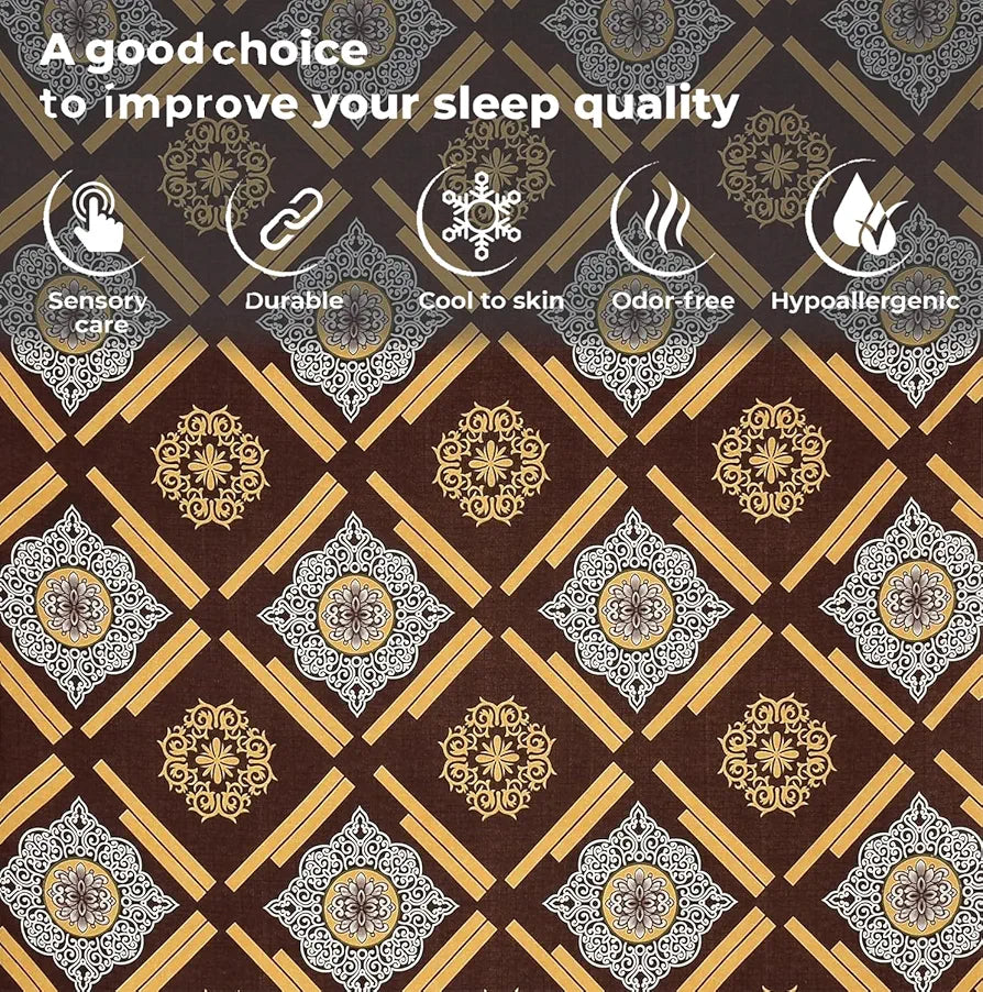 Fresh From Loom Single Bedsheet for Single Bed Floral Design Bed Spread with 1 Pillow Covers 144 TC Dark Brown