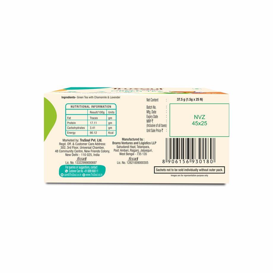 Trusoul Natural Herbal Sleep And Relax Green Tea - 25 Bags