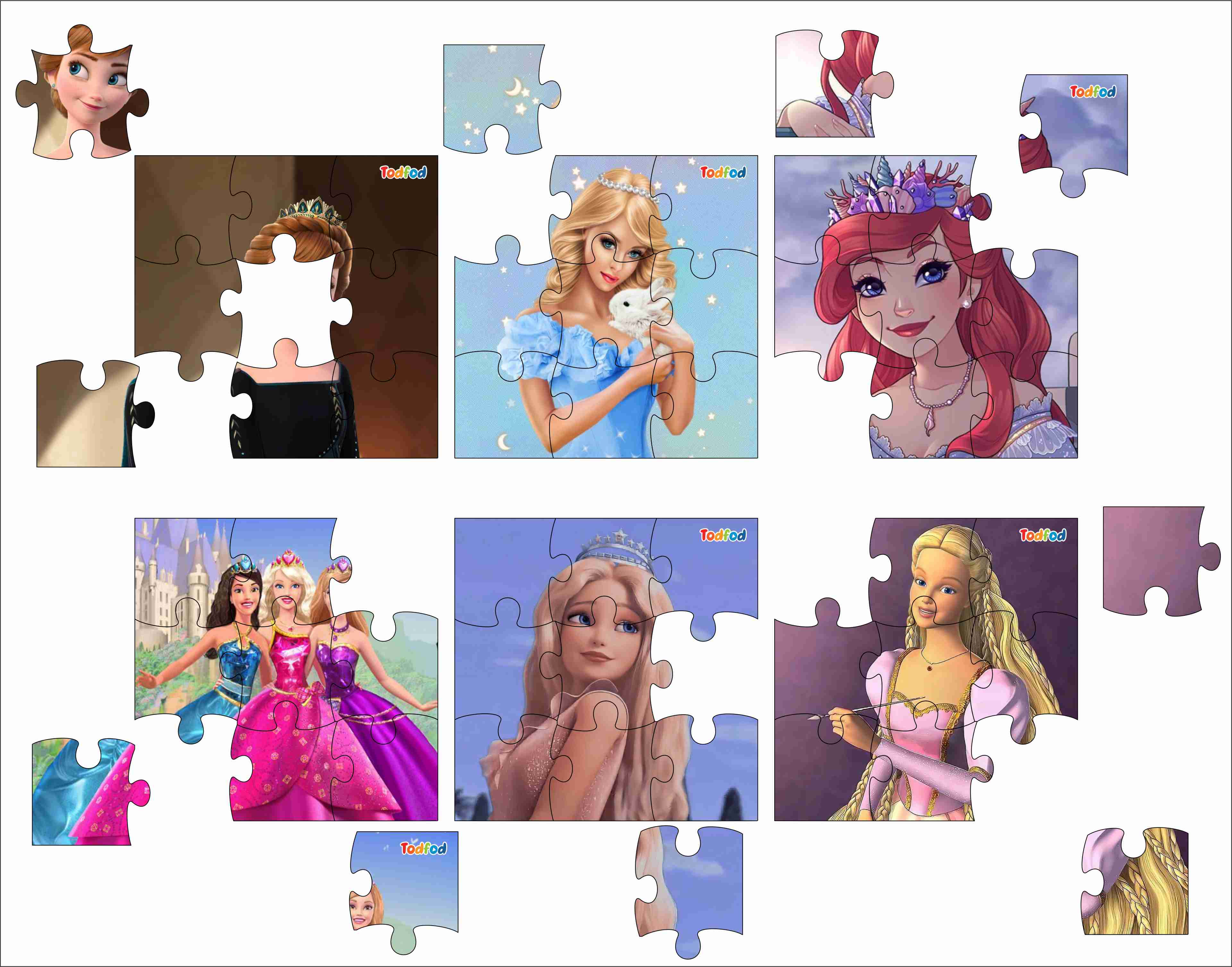 Wooden Jigsaw Puzzles - Disney Barbie Girls Anime Cartoon Characters
