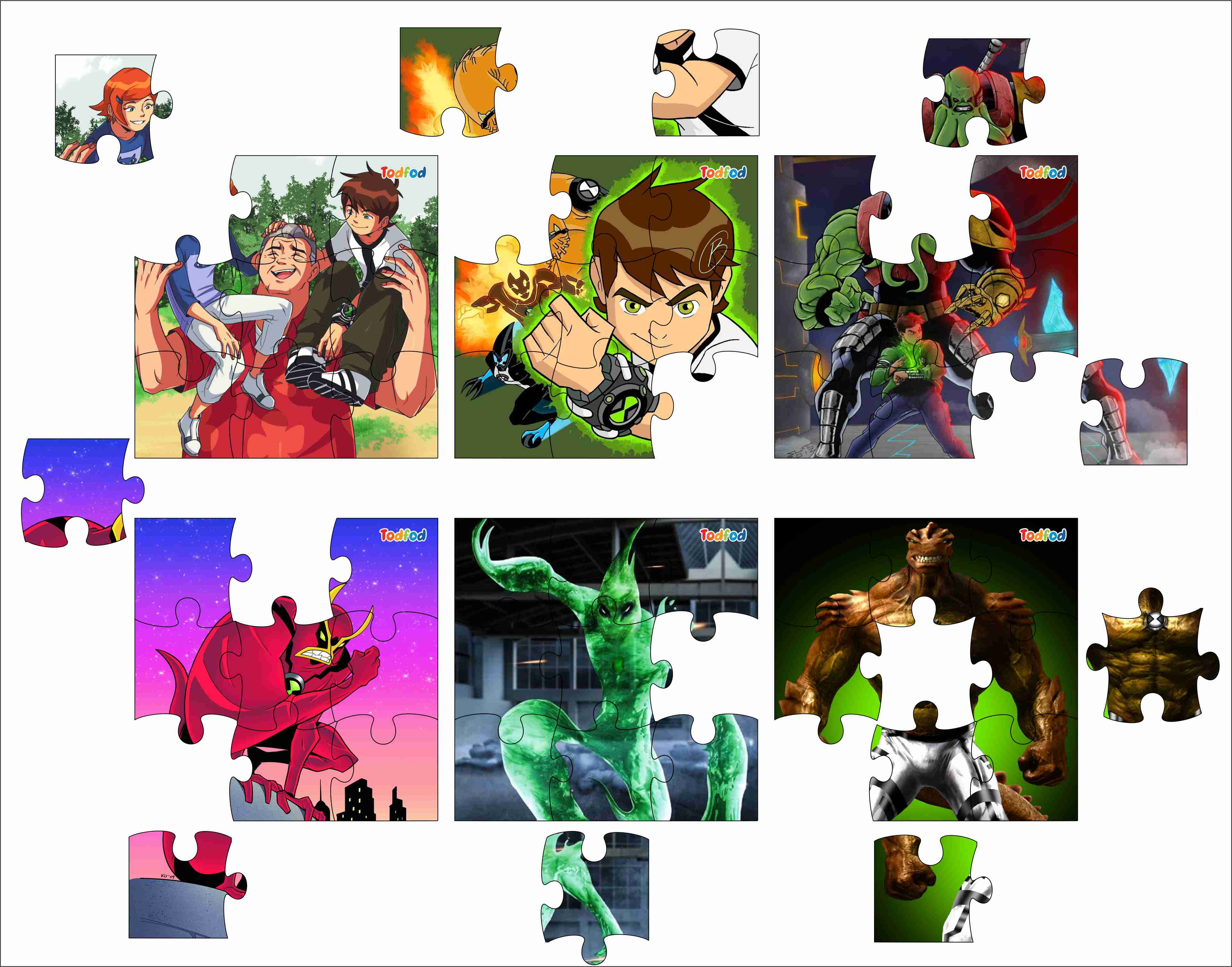 Wooden Jigsaw Puzzles - Ben 10 Anime Cartoon Characters