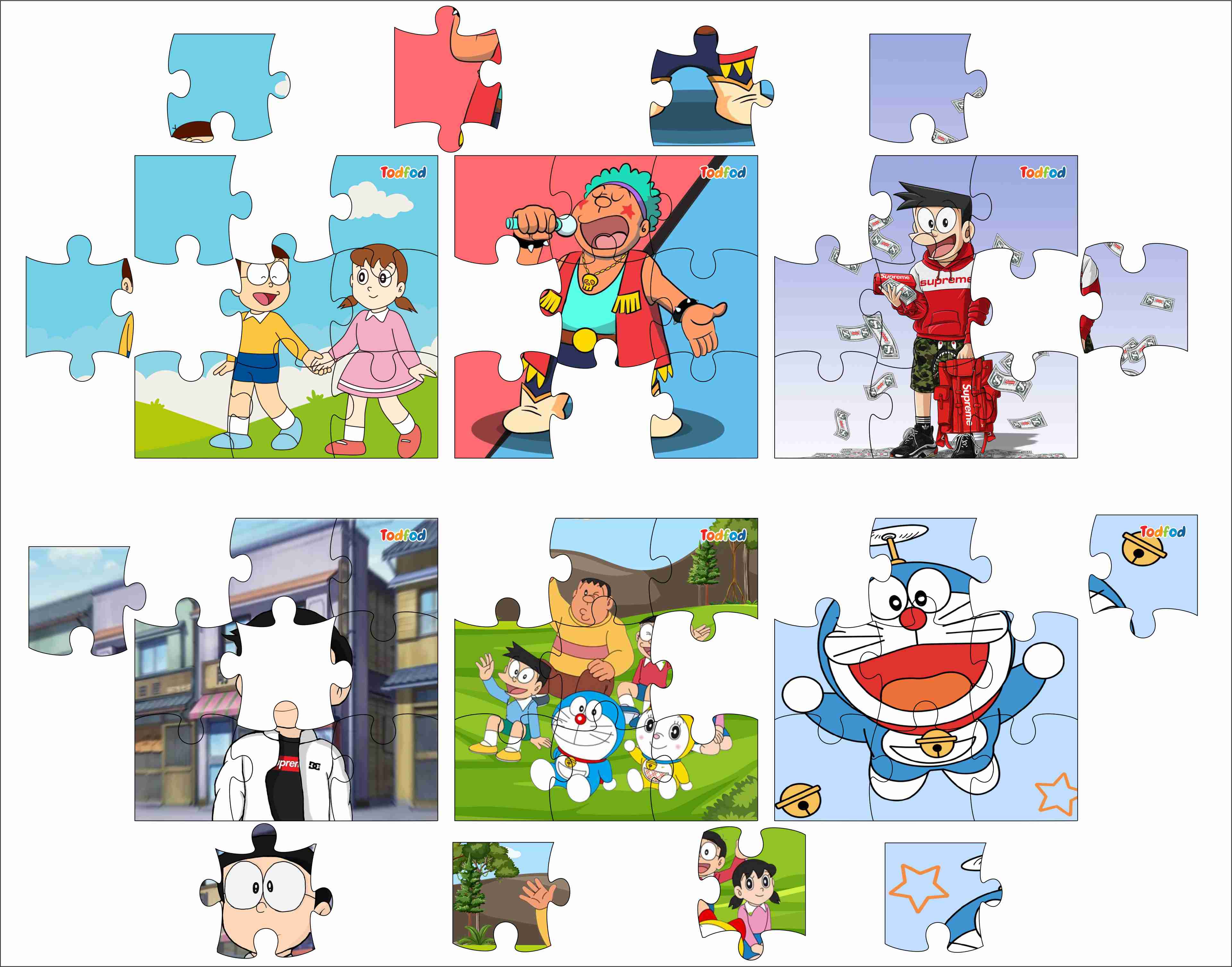 Wooden Jigsaw Puzzles - Doraemon & Friends Anime Cartoon Characters