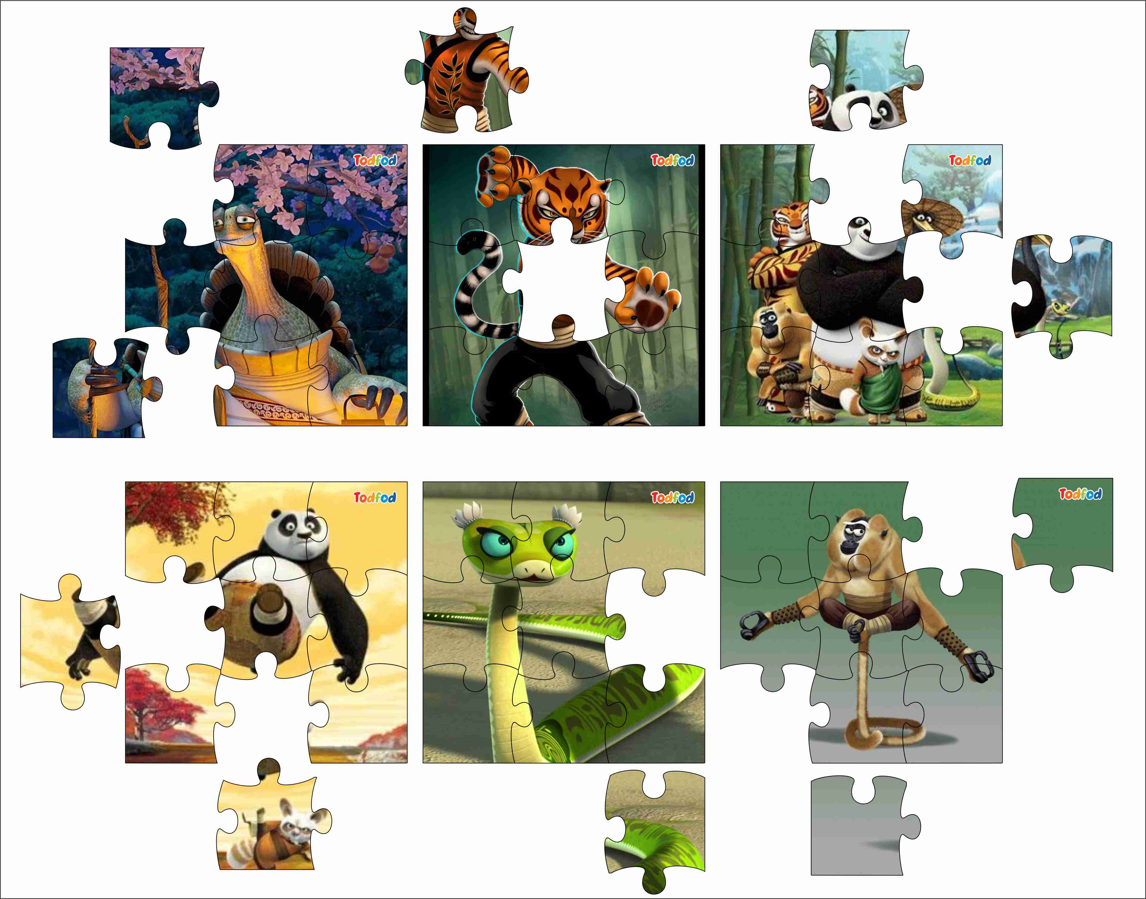 Wooden Jigsaw Puzzles - Kung Fu Panda Anime Cartoon Characters for Kids