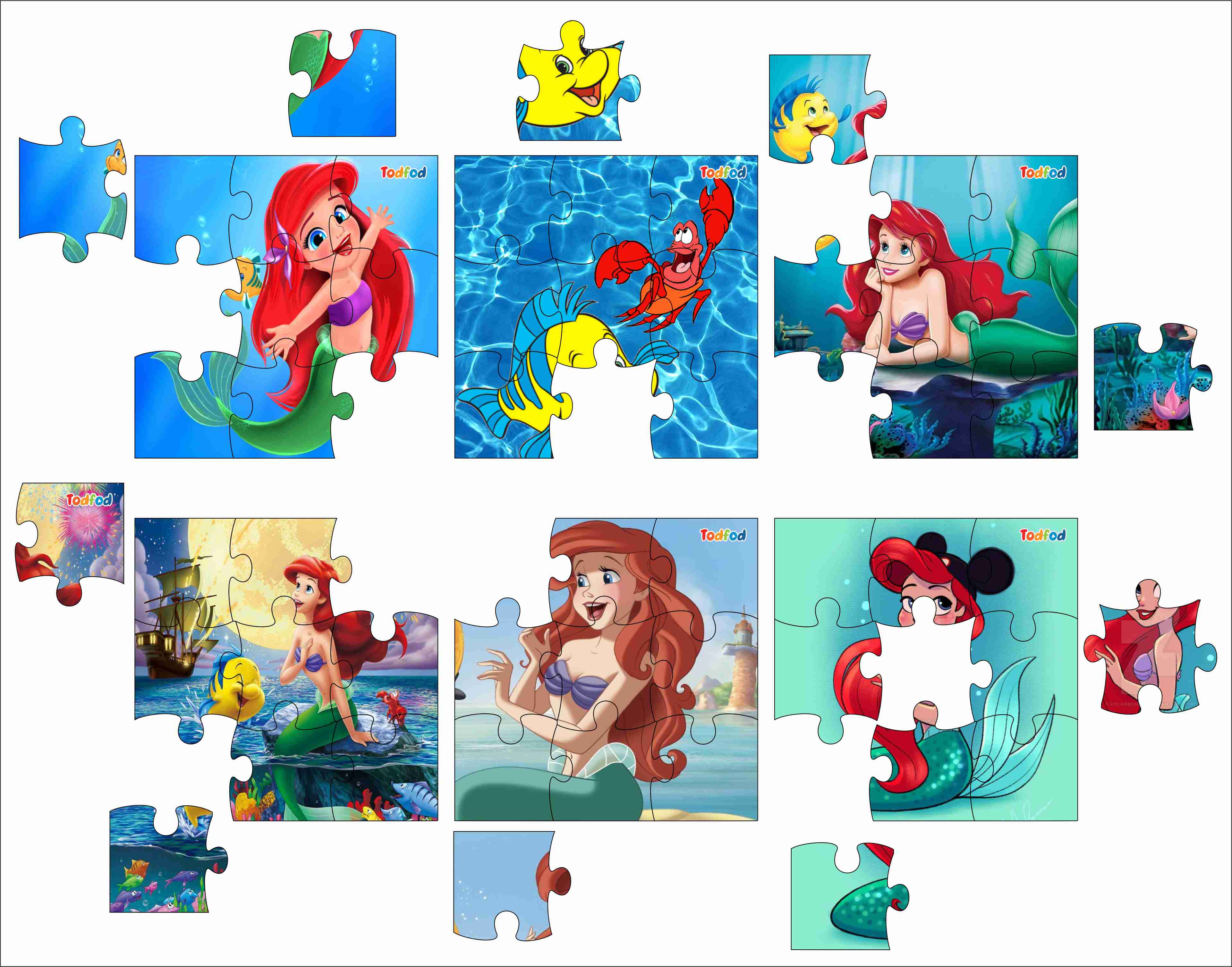 Wooden Jigsaw Puzzles - Ariel and Friends Disney Anime Cartoon Characters