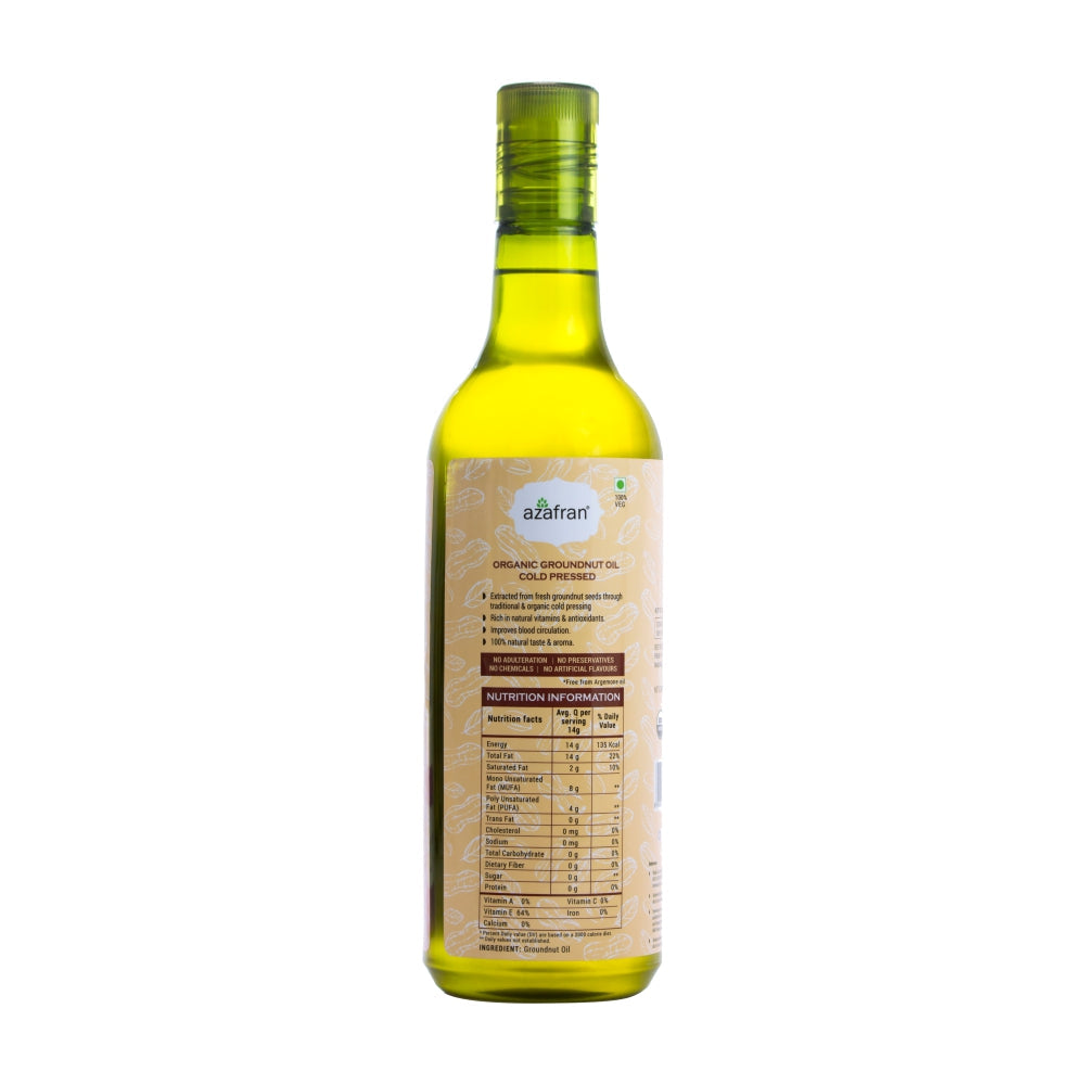 Azafran Organic Groundnut Oil (Cold Pressed) - 1l