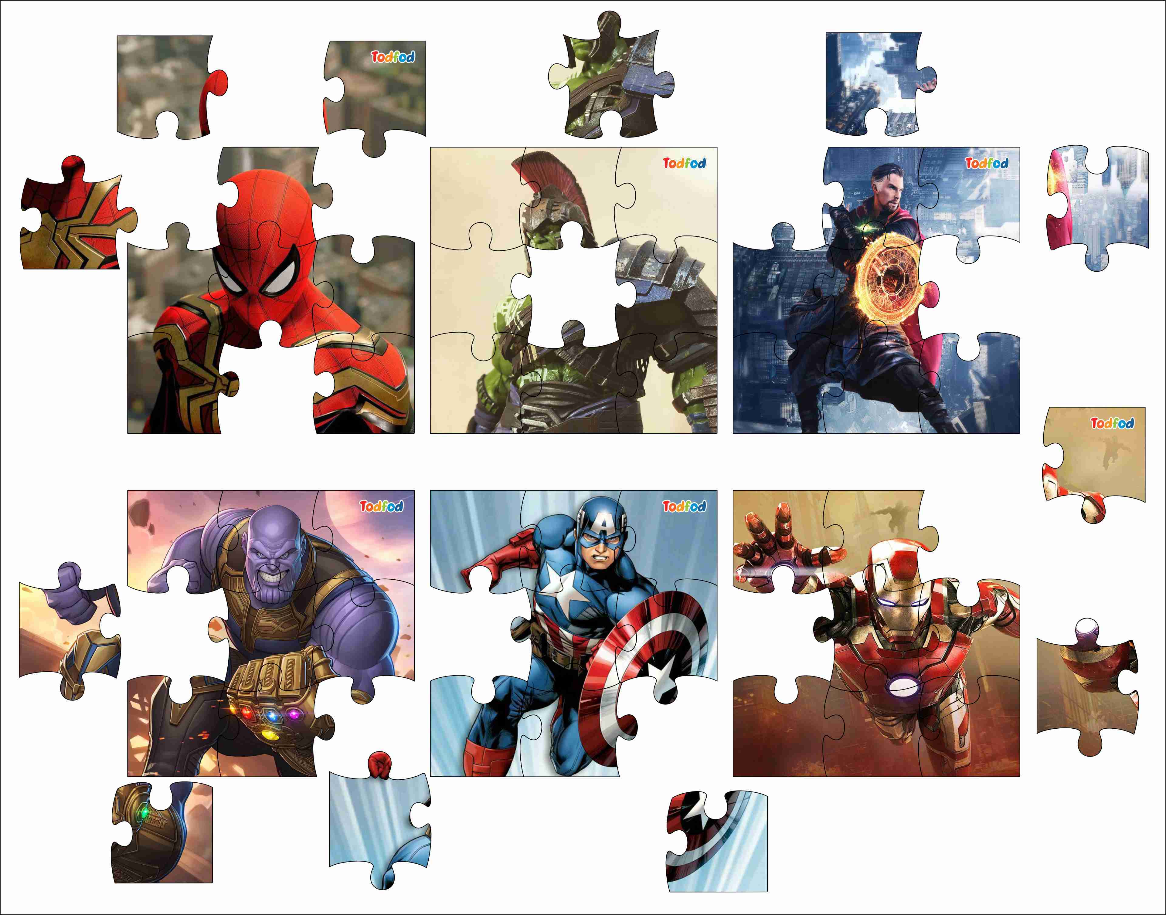 Wooden Jigsaw Puzzles - Marvel Avengers Anime Cartoon Characters for Kids (54 Pieces)