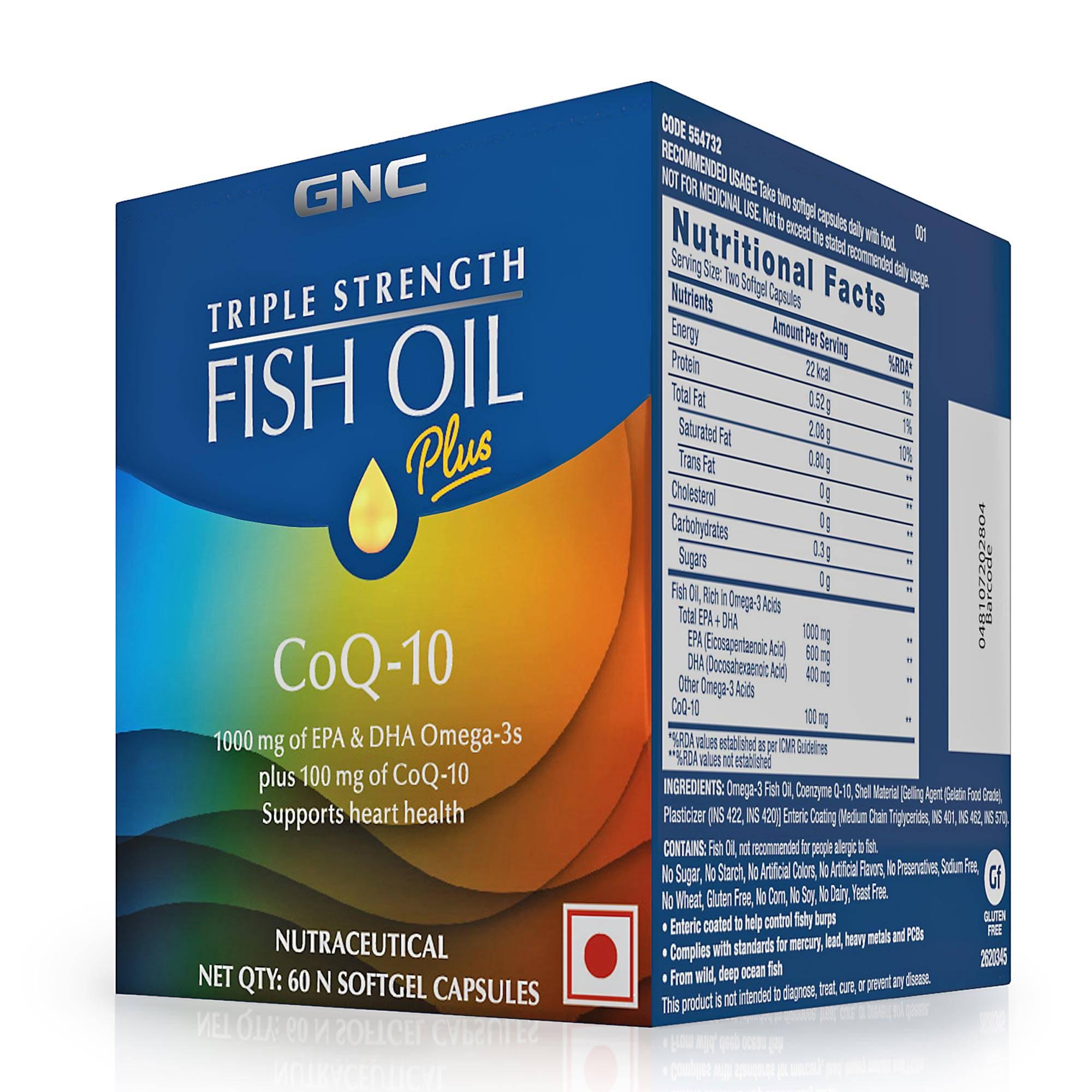 GNC Triple Strength Fish Oil Plus CoQ - 1000mg - 60 tabs