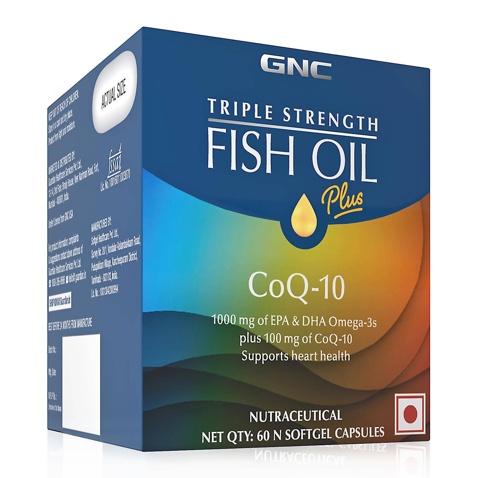 GNC Triple Strength Fish Oil Plus CoQ - 1000mg - 60 tabs
