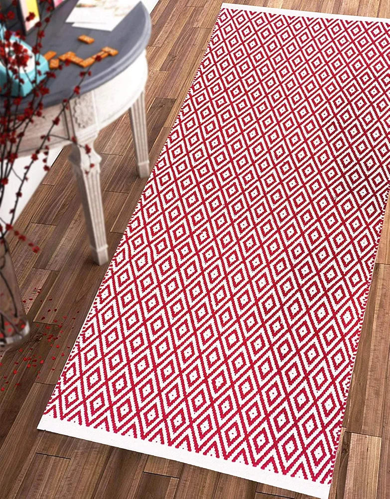 The Home Talk Weaved Cotton Carpets Contemporary Decorators Area 70 X 140 cm Rugs Pink