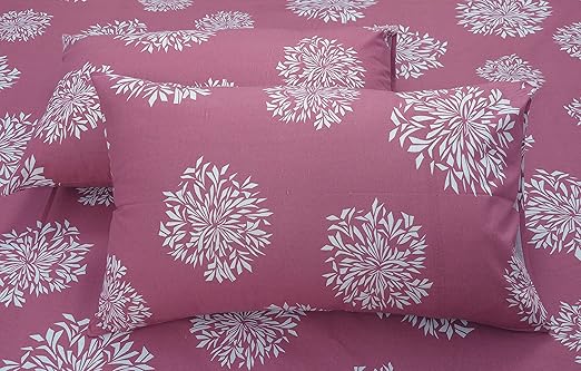 Huesland by Ahmedabad Cotton 144 TC King Size Bedsheet Cotton with 2 Pillow Covers | Mauve