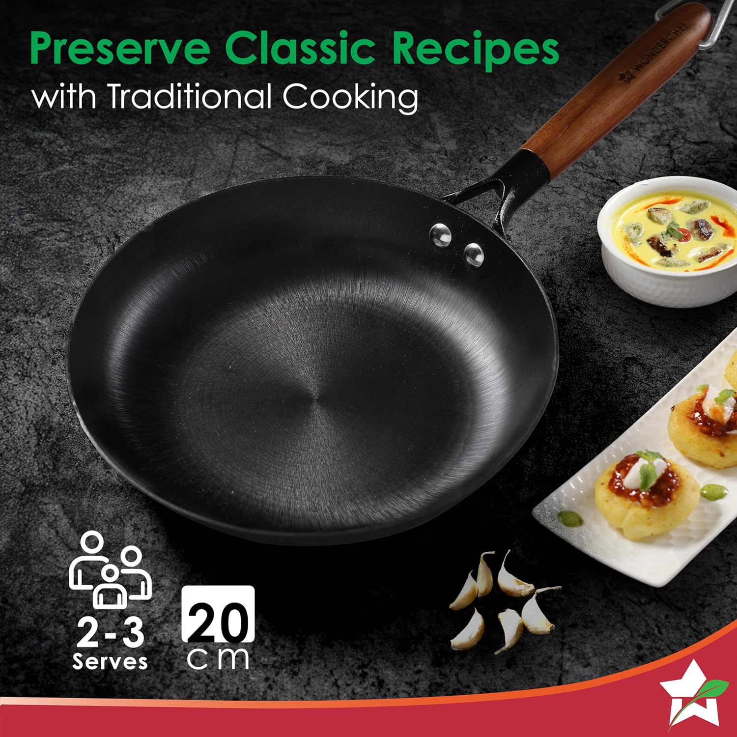 Wonderchef Pre-Seasoned Ferro Light 20cm Cast Iron Fry Pan