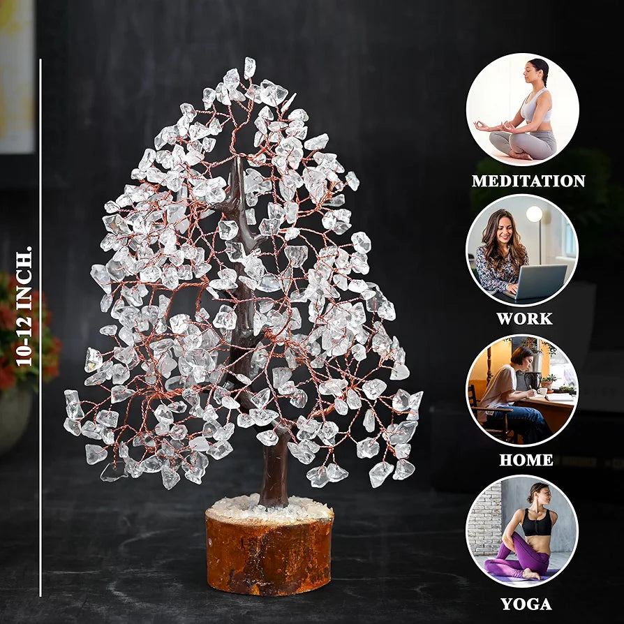 Bezavo Clear Quartz Crystal Healing Tree Copper Wire