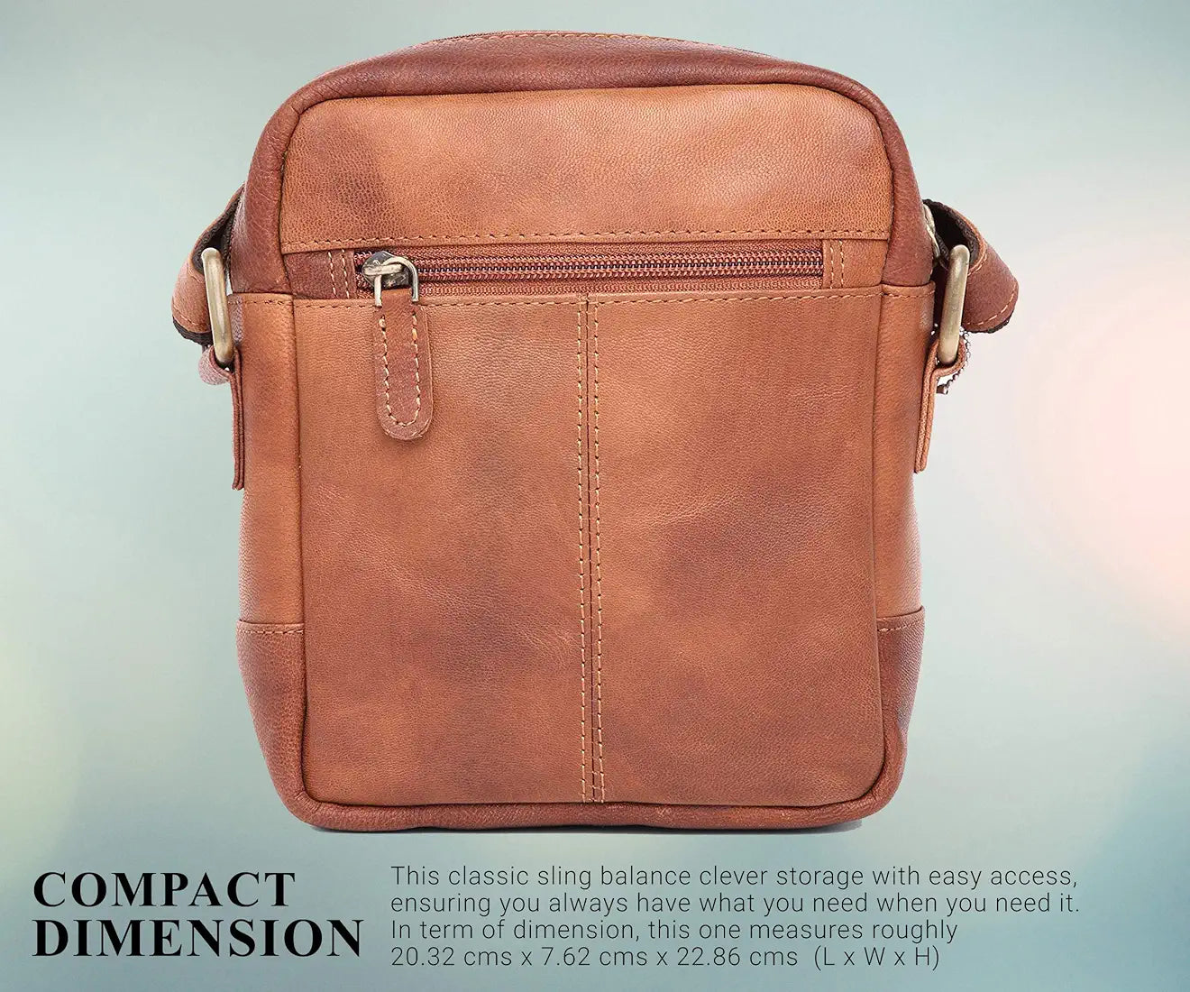 WildHorn Leather Sling Messenger Bag for Men I Multipurpose Crossbody Bag I Travel Bag with Adjustable Strap I Utility Bag I Dimension : L-6 inch W-2.7 inch H-8.5 inch