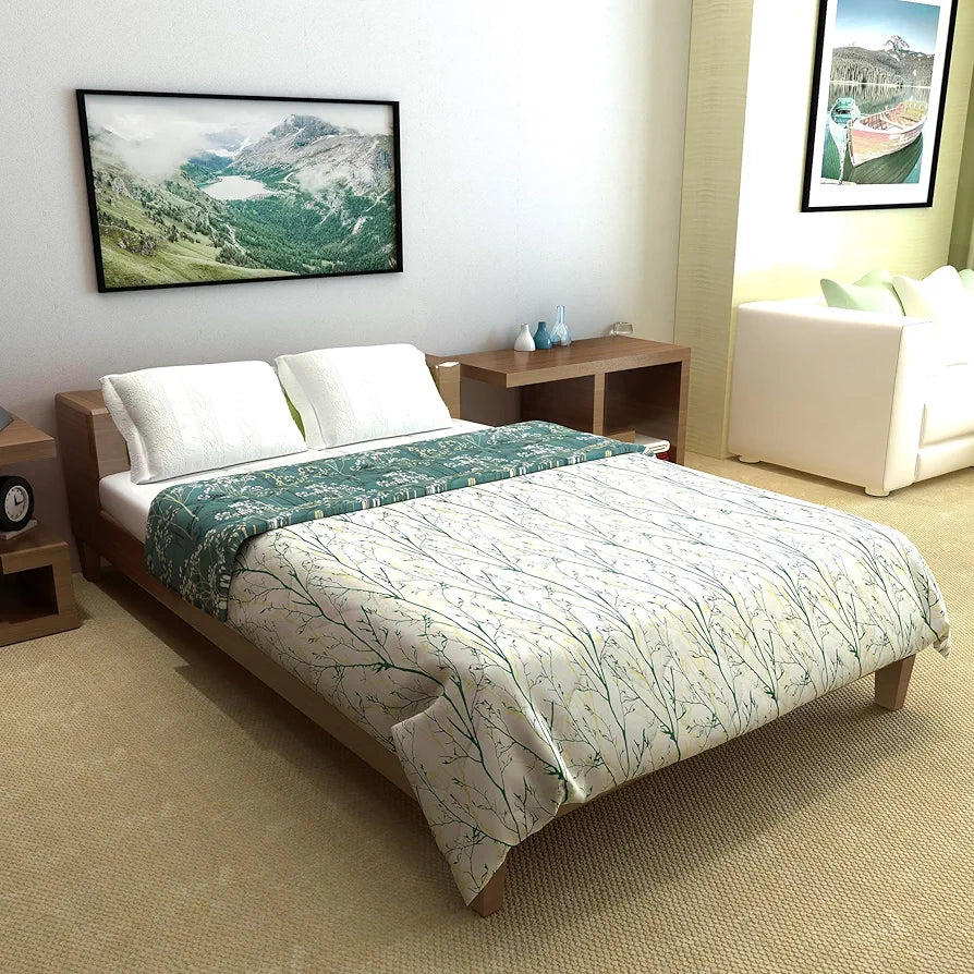 Divine Casa 150 GSM Microfiber Reversible Double Bed Comforter Size 254 x 230 cm Ultra Soft Lightweight All-Season Blanket Colour Beetle Grey