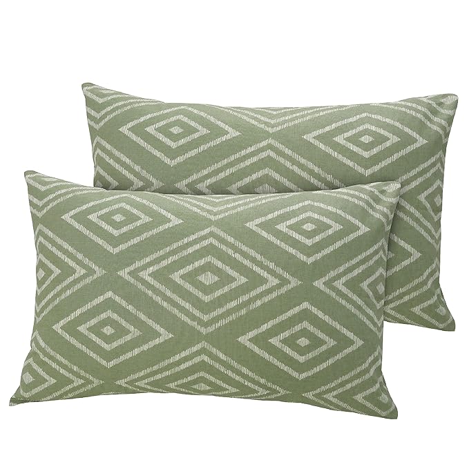 Huesland by Ahmedabad Cotton 144 TC Cotton Bedsheet for Double Bed King Size with 2 Pillow Covers | White & Sage Green