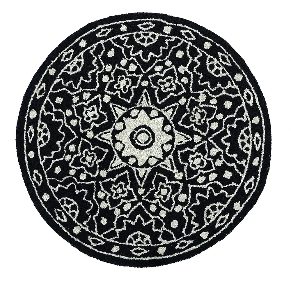 The Home Talk Tufted Round Wool Carpet Area Rugs for Living Room Bed Room