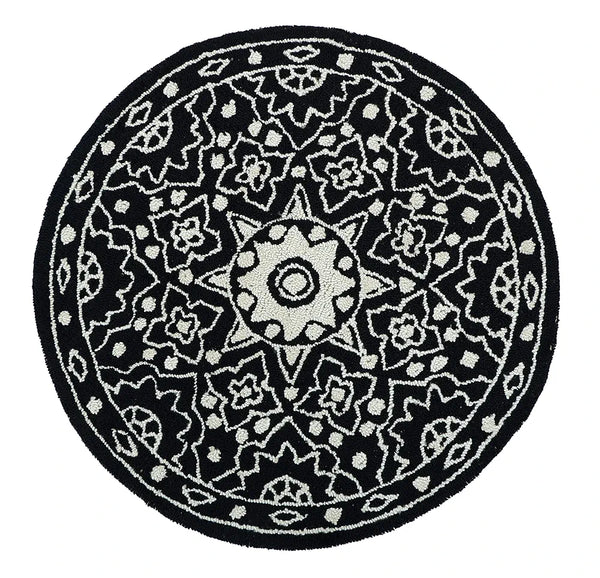 The Home Talk Tufted Round Wool Carpet Area Rugs for Living Room Bed Room