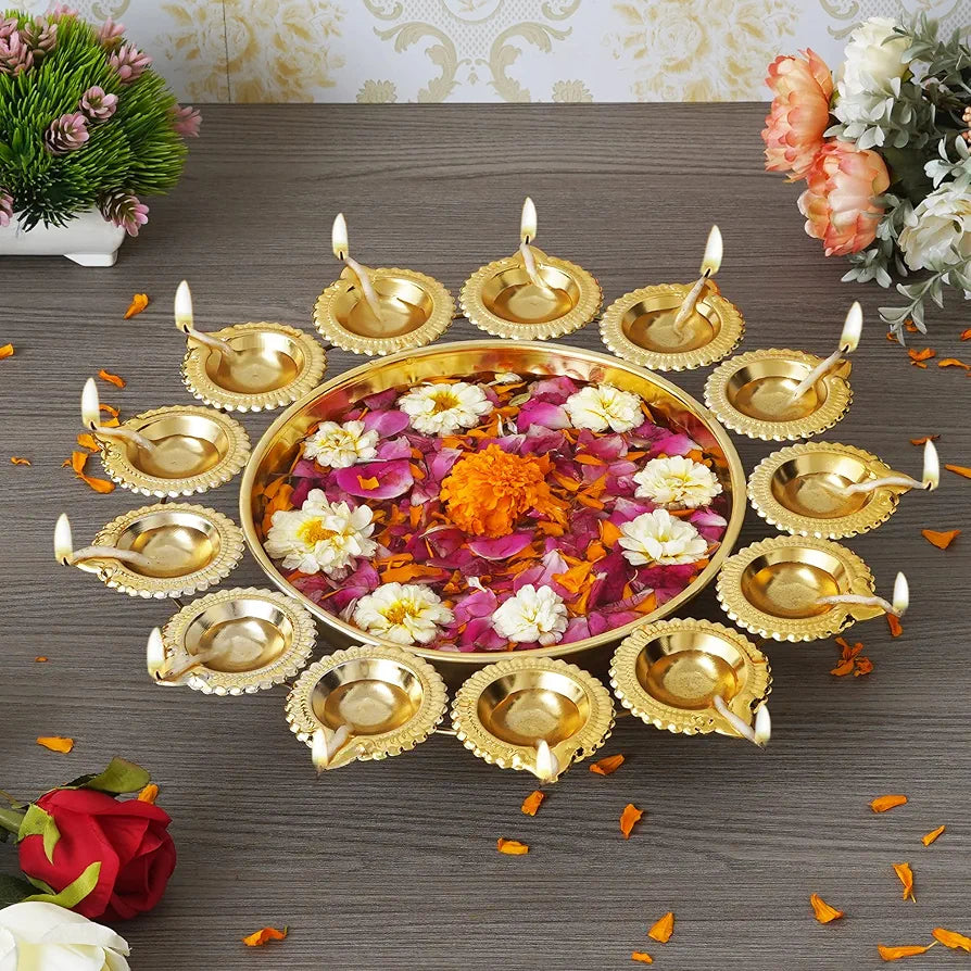 Webelkart Diya Shape Flower Decorative Urli Bowl Gold