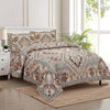 Kuber Industries Double Bedsheet with 2 Pillow Covers 186 TC Premium Cotton Arabic Beauty Flower Square Brown