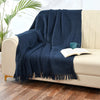Sashaa World Weaved Navy Cotton Throw Colour Weaved Navy