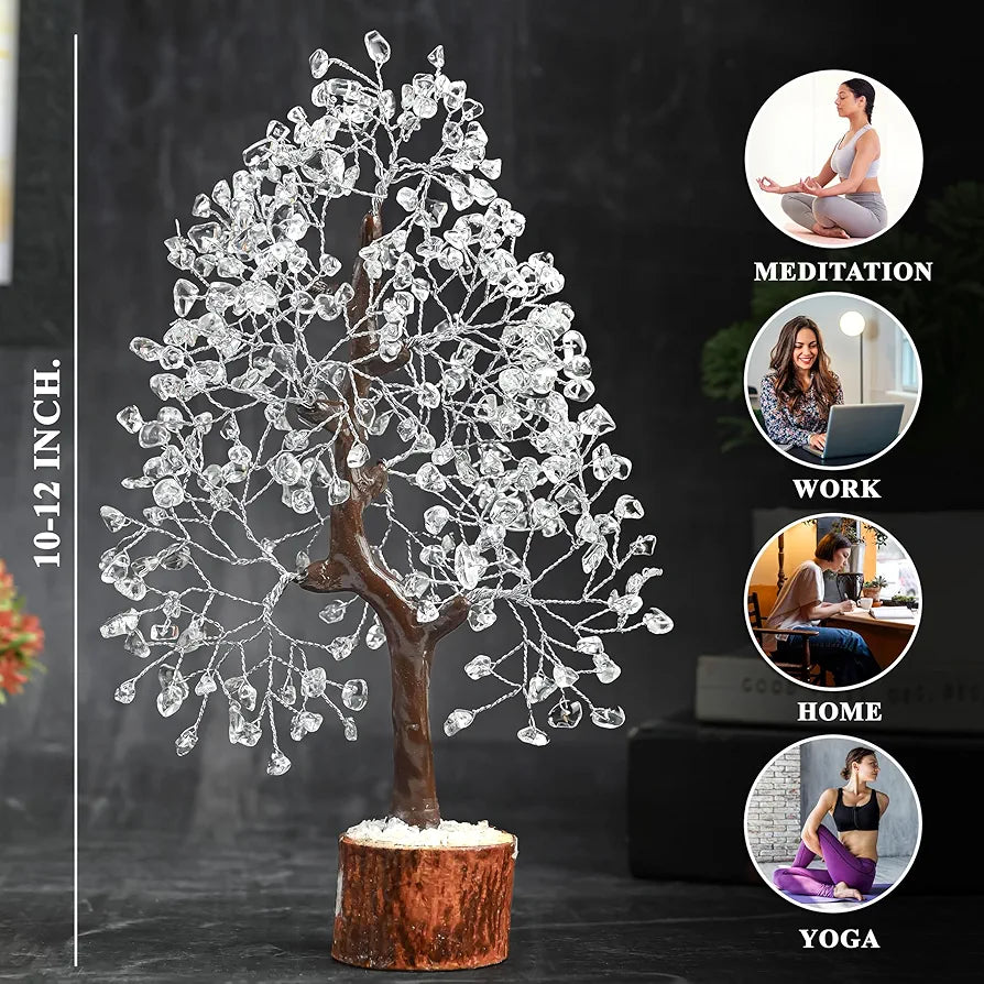 Bezavo Clear Quartz Crystal Tree Silver Wire