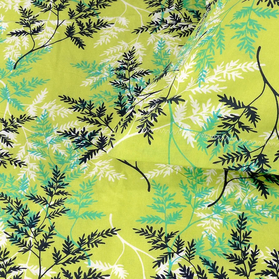 Divine Casa Bedsheet for Single Size Bed 144 TC Cotton Bedsheet for Single Size Bed with 1 Pillow Cover  Floral Colour Lime Breeze
