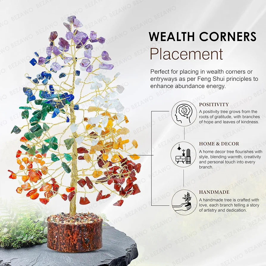 Bezavo Seven Chakra Crystal Tree Golden Wire
