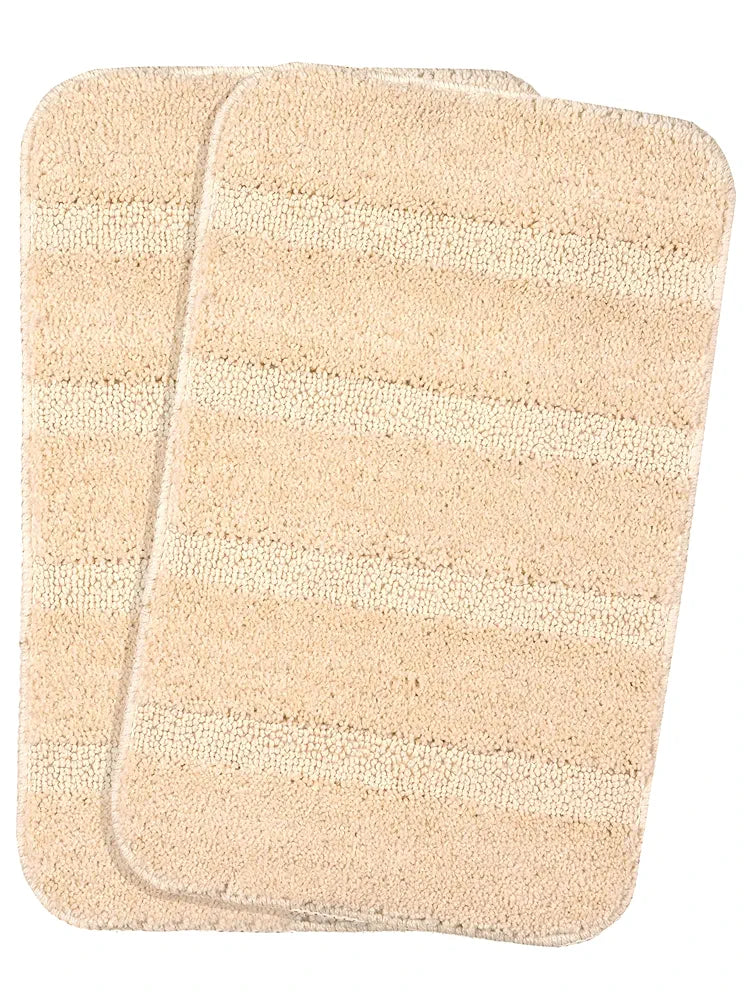 Saral Home Soft Microfiber Anti-slip Rectangular Bathmat Colour Beige (Pack of 2)