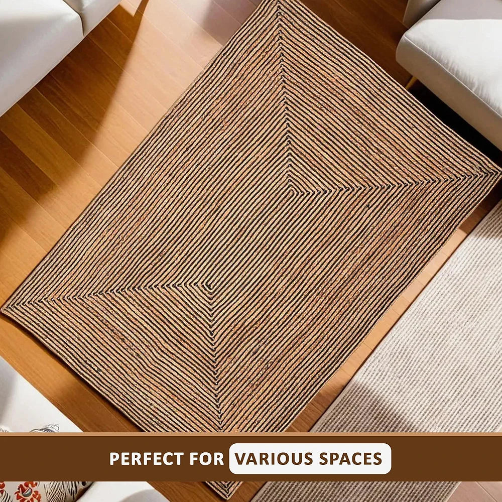 Kuber Industries 5x7 Feet Natural Look Jute Rug & Carpet for Home & Bedroom Light Brown