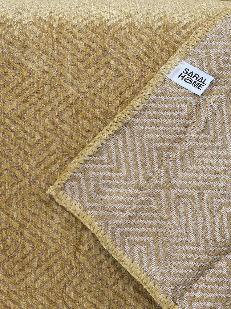 Saral Home Easy Living Chenille 3 Seater Sofa Cover Throw Gold