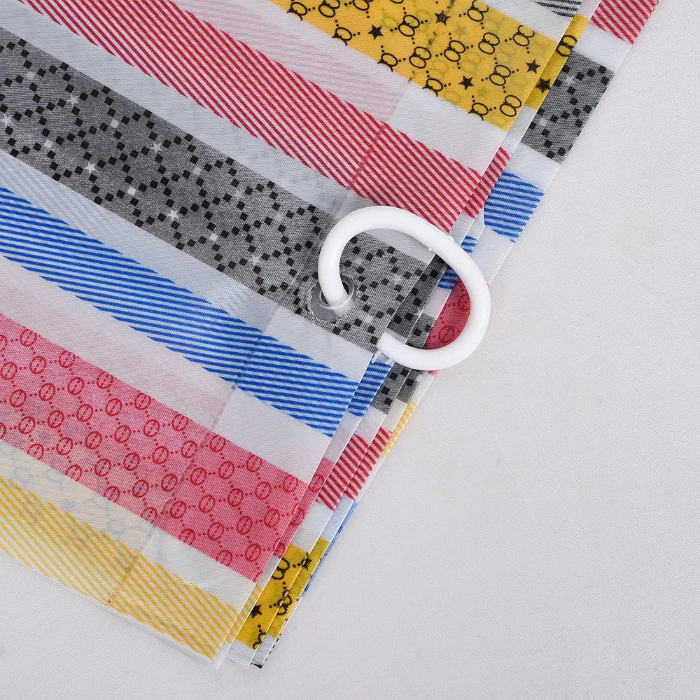 Kuber industries Lining Curtain for Bathroom Shower Curtain with 8 Rings Multicolor