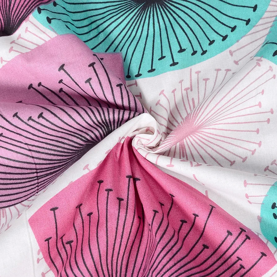 Divine Casa Glace Cotton 120 GSM Reversible Lightweight Printed Double Bed AC Dohar Winter Blanket Quilt Colour Pink and Turquoise TC - 120