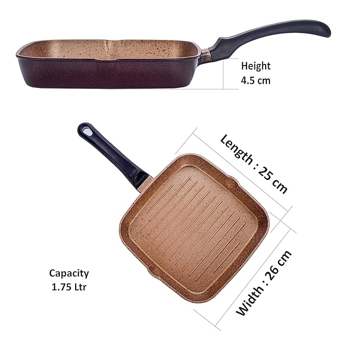 Sumeet Non Stick Aluminium Grill Pan, Sandwich Pan 25 X 26 CM L X W