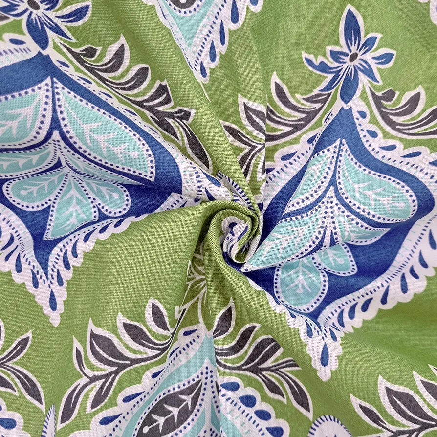 Divine Casa Double Size Bedsheet for Double Bed, 144 TC Pure Cotton Queen Size with 2 Pillow Covers Colour Palm Green