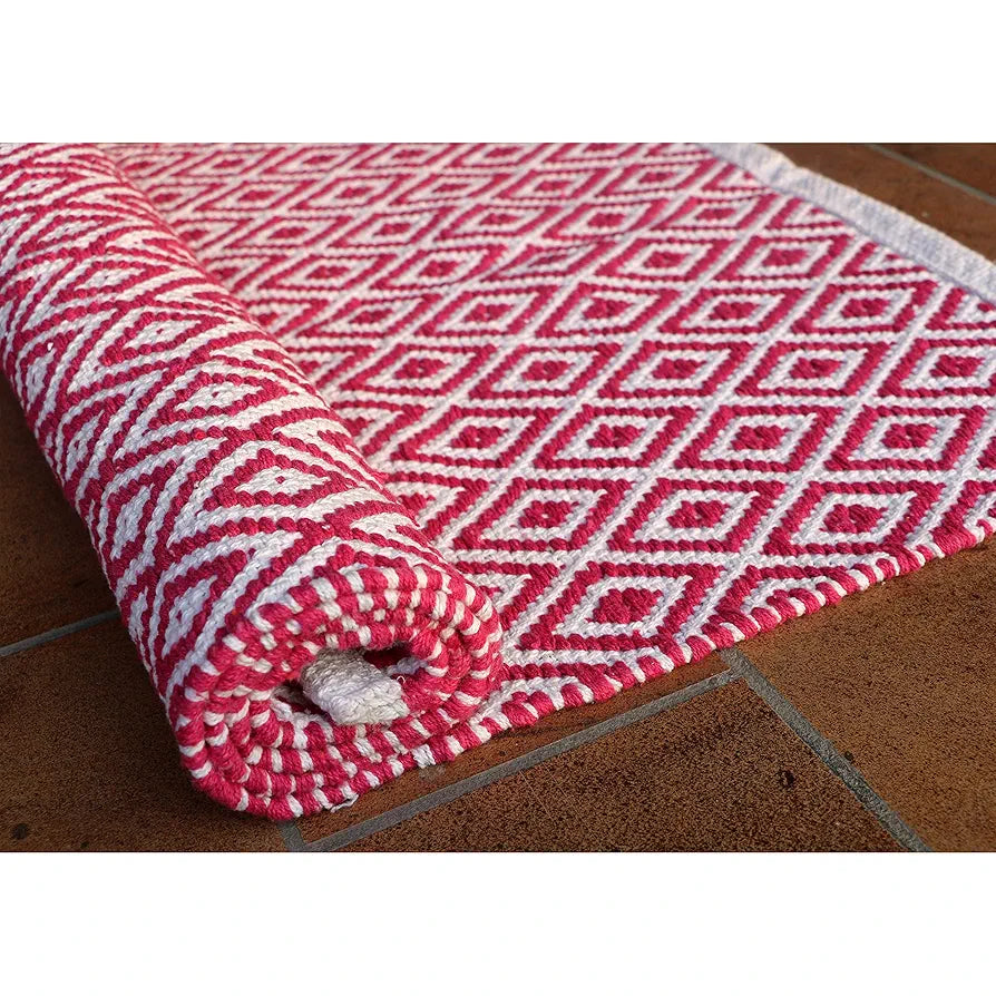 The Home Talk Weaved Cotton Carpets Contemporary Decorators Area 70 X 140 cm Rugs Pink