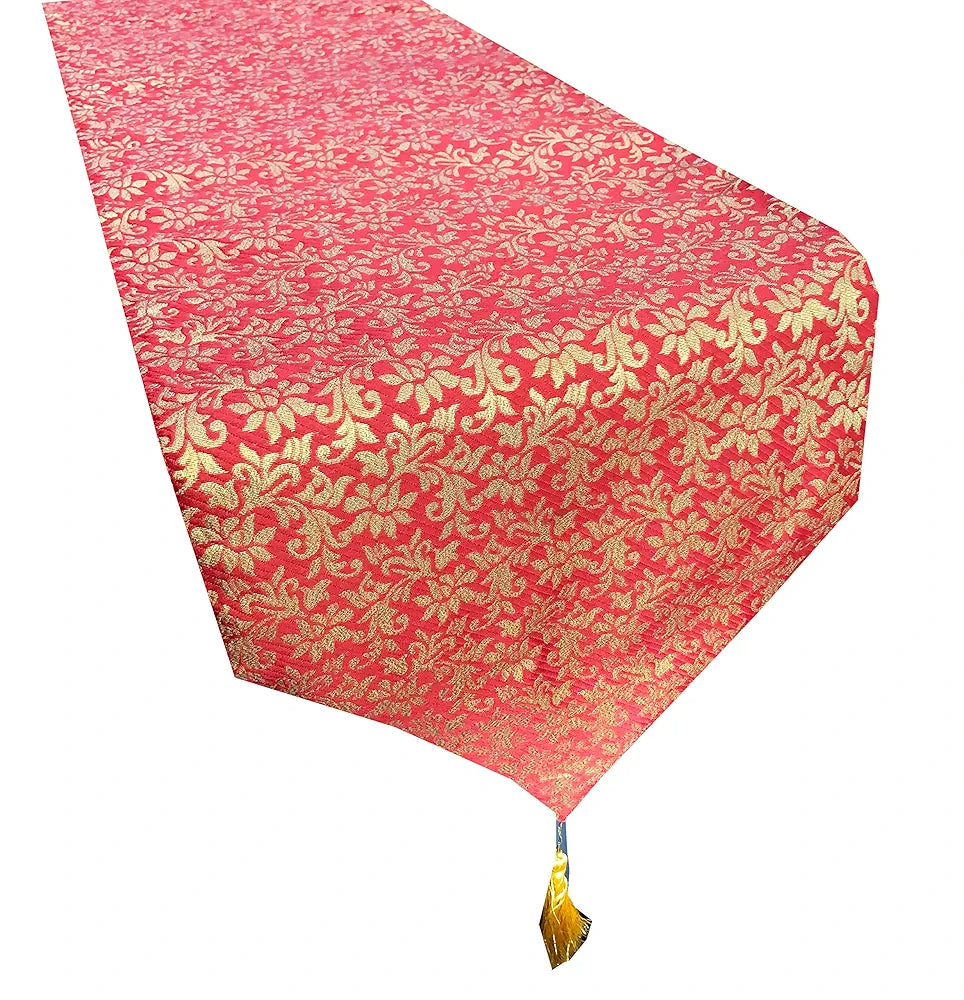 Pink Parrot-designer Durable Dopian Silk Table Runner Colour Multicolour