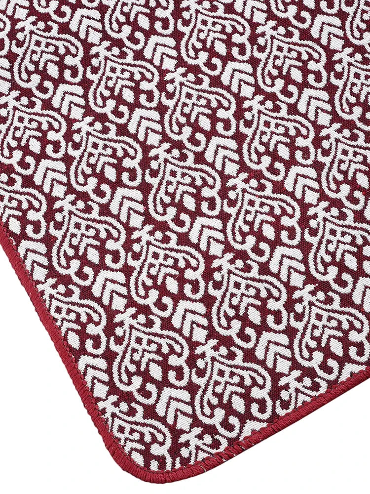 Saral Home Fleur Designer Soft Cotton Durable & Washable Multipurpose Runner Colour Red