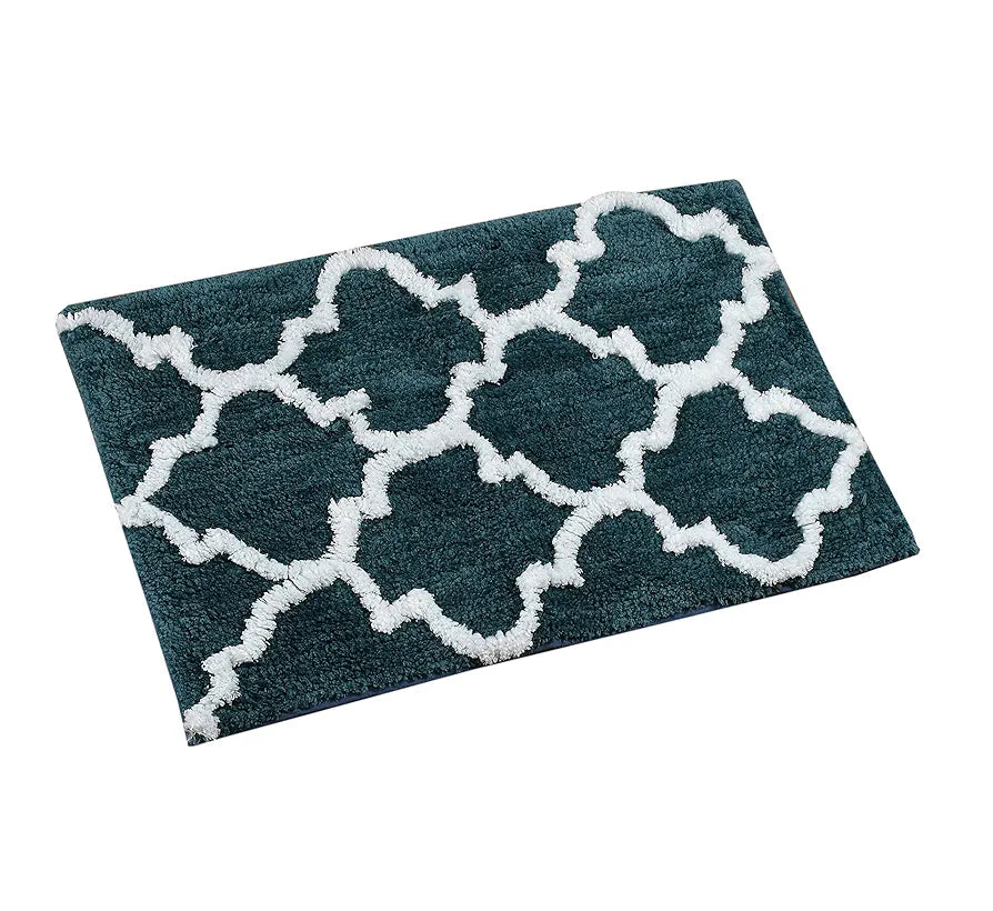 Aerohaven Glorious Super Soft Microfiber Abstract Moroccan Designer Anti Slip Bathmat Teal Colour