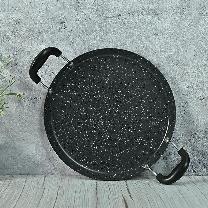 Femora Carbon Steel 28 Cm Dosa Tawa/ Comal Pan With Bakelite Handle | Heat Resistant | 3 Layer Non-stick Coating Pan | Black