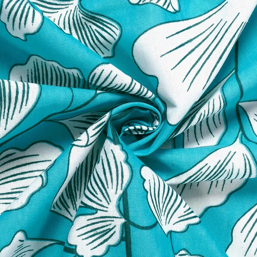 Divine Casa Bedsheet for Single Size Bed 144 TC Cotton Bedsheet for Single Size Bed with 1 Pillow Cover  Floral Colour Aqua & White