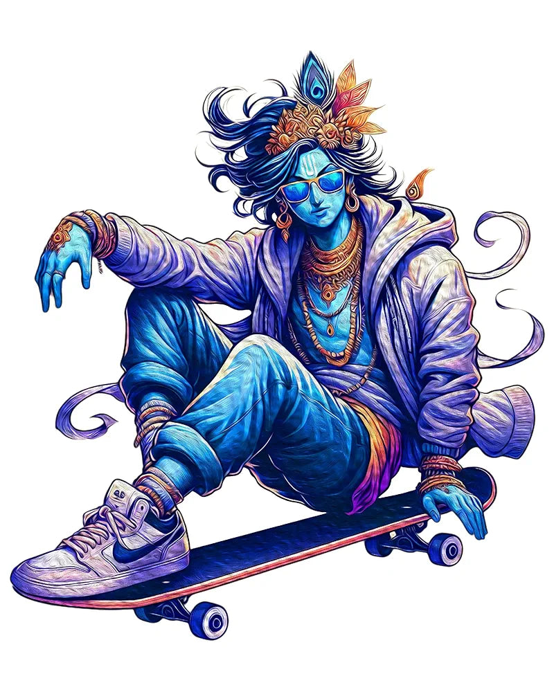 Rng Graphics Pvc Vinyl Self Adhesive Little Krishna Wall Sticker Multicolor 52 Cm X 47cm DW-129L