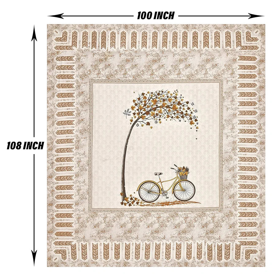 Kuber Industries Double Bedsheet with 2 Pillow Covers 160 TC Premium Cotton Photo Frame Cycle Brown