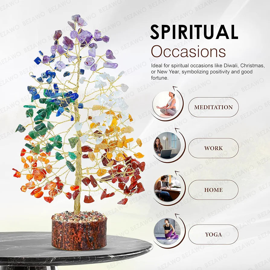 Bezavo Seven Chakra Crystal Tree Golden Wire